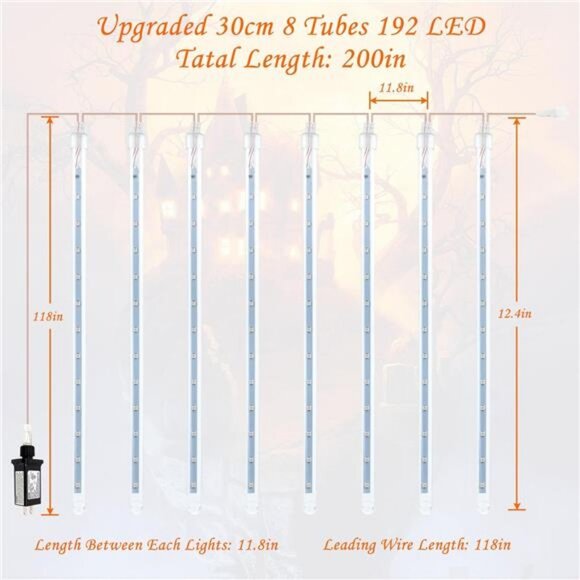 Halloween Lights Outdoor, 2 Pack Extendable Meteor Shower Lights Outdoor - Picture 5 of 7